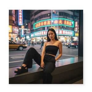 Vintage 90’s: Bette Paige ❤︎ Stretch Textured Knit Strapless Crop Top ❤︎ Black